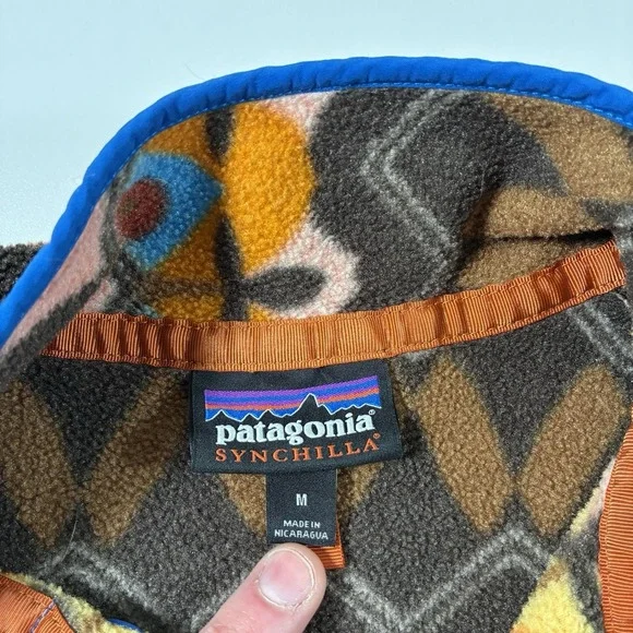 Patagonia Lightweight Synchilla Snap-T Fleece M Champions Big Anthos Aztec - Picture 3 of 9